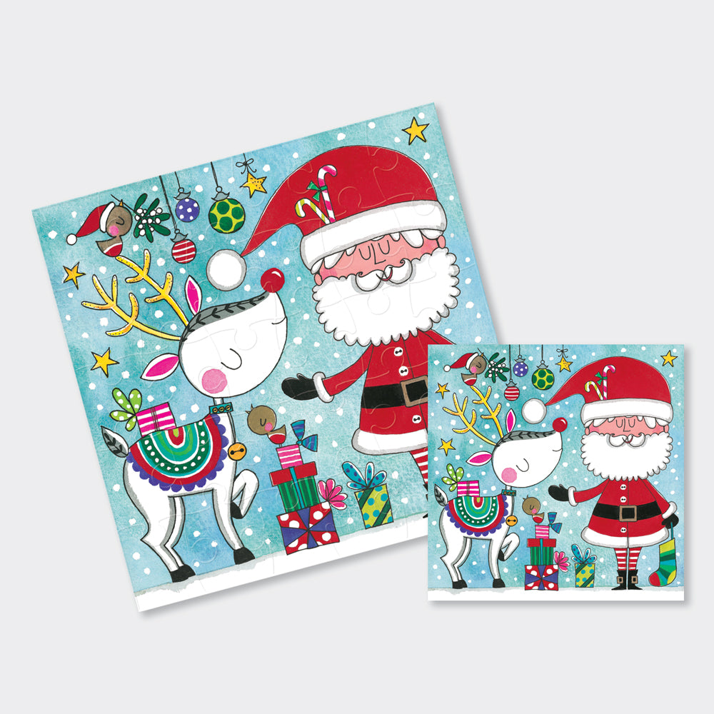 Christmas Jigsaw Cards - Santa & Reindeer