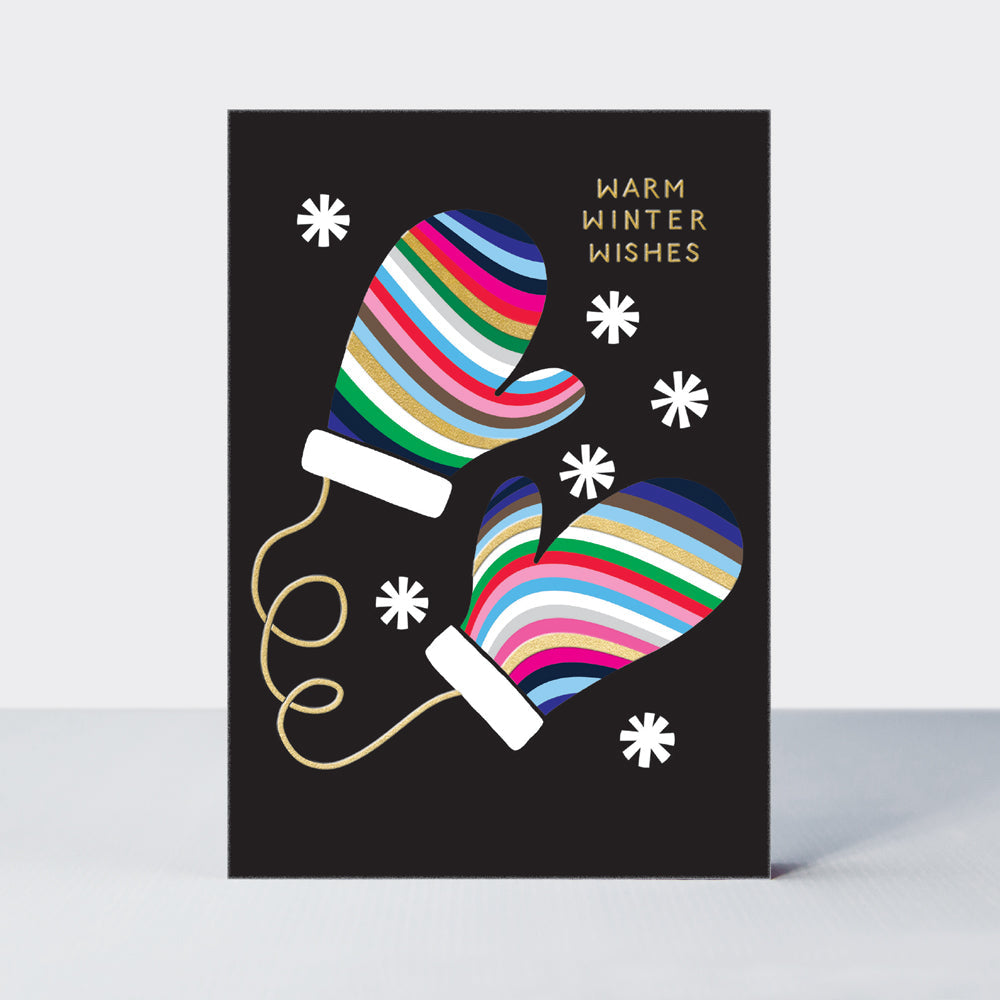 Joy - Warm Winter Wishes/Stripy Mittens Christmas Card
