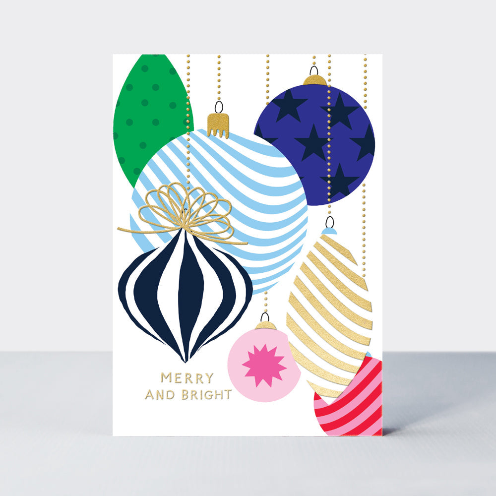 Joy - Merry & Bright/Colourful Baubles Christmas Card