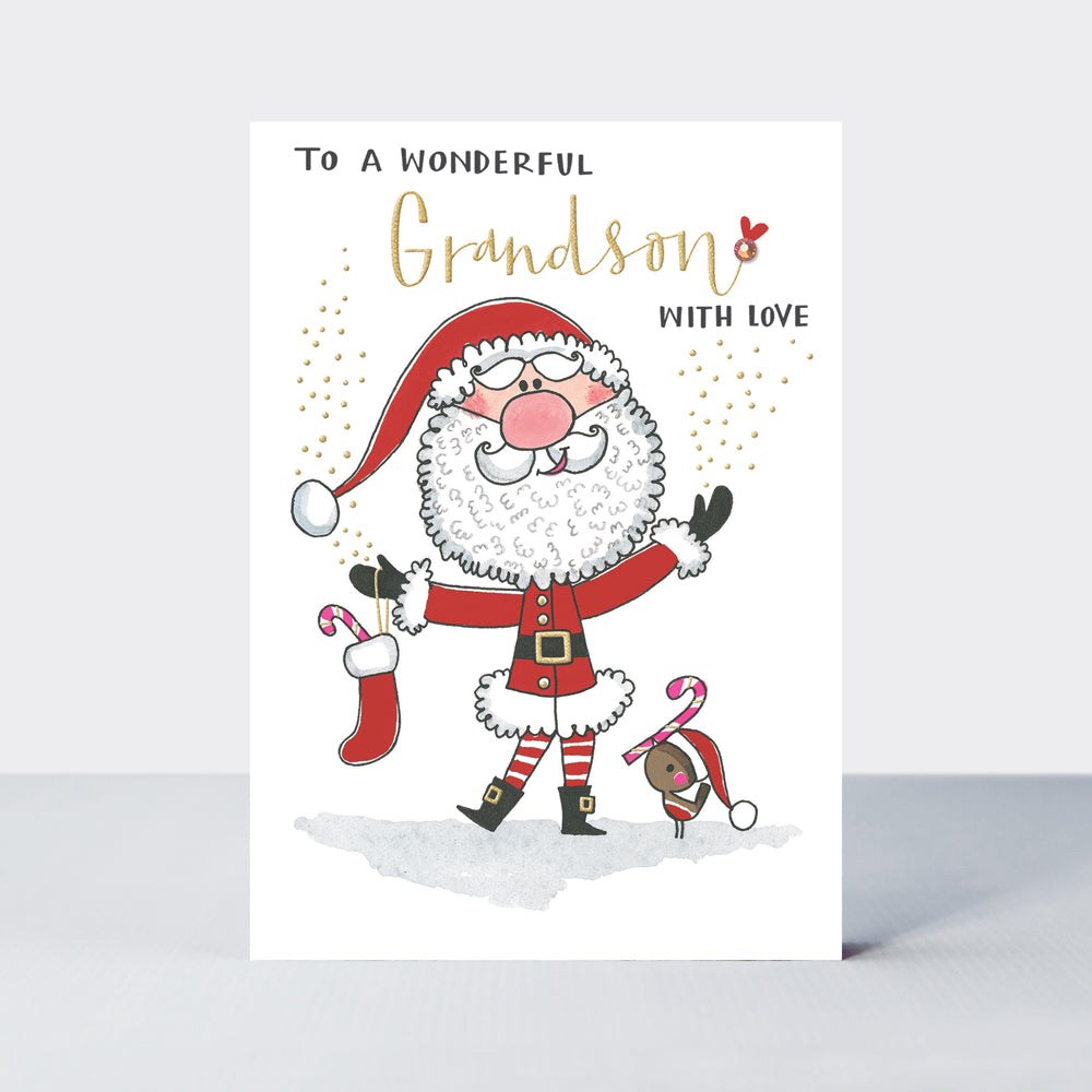 Sugar Plum - Wonderful Grandson/Santa - Greetings Card