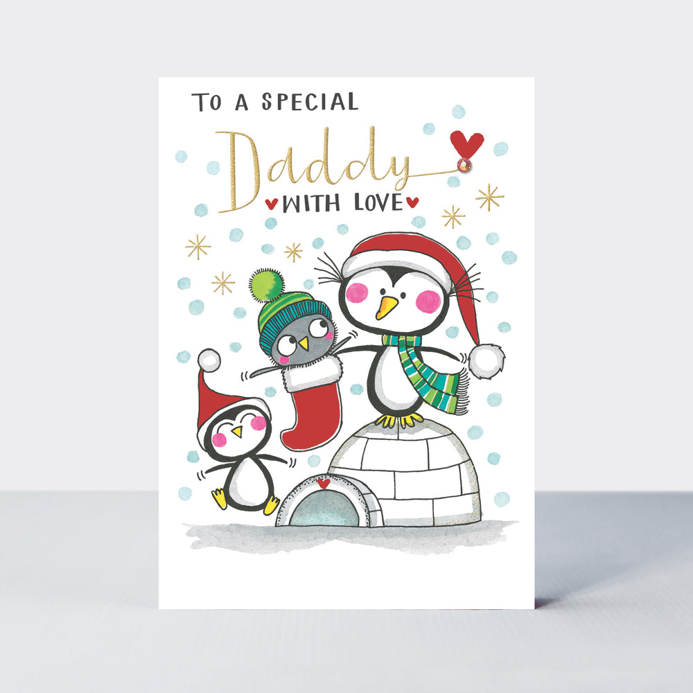 Sugar Plum - Special Daddy/Penguins On Igloo - Greetings Card