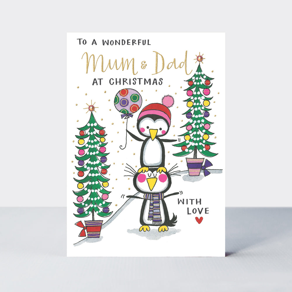 Sugar Plum - Wonderful Mum & Dad/Penguins - Greetings Card