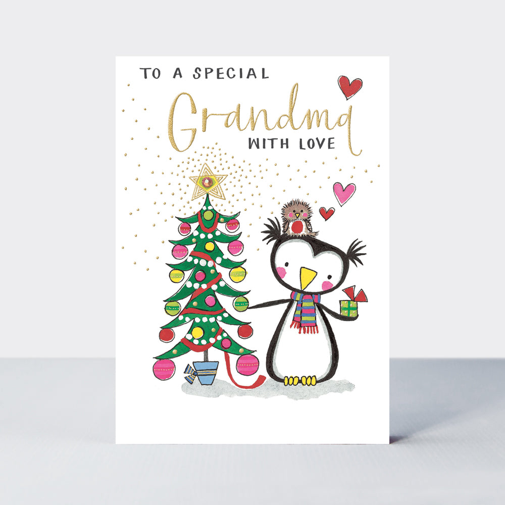 Sugar Plum - Special Grandma/Penguin & Tree - Greetings Card