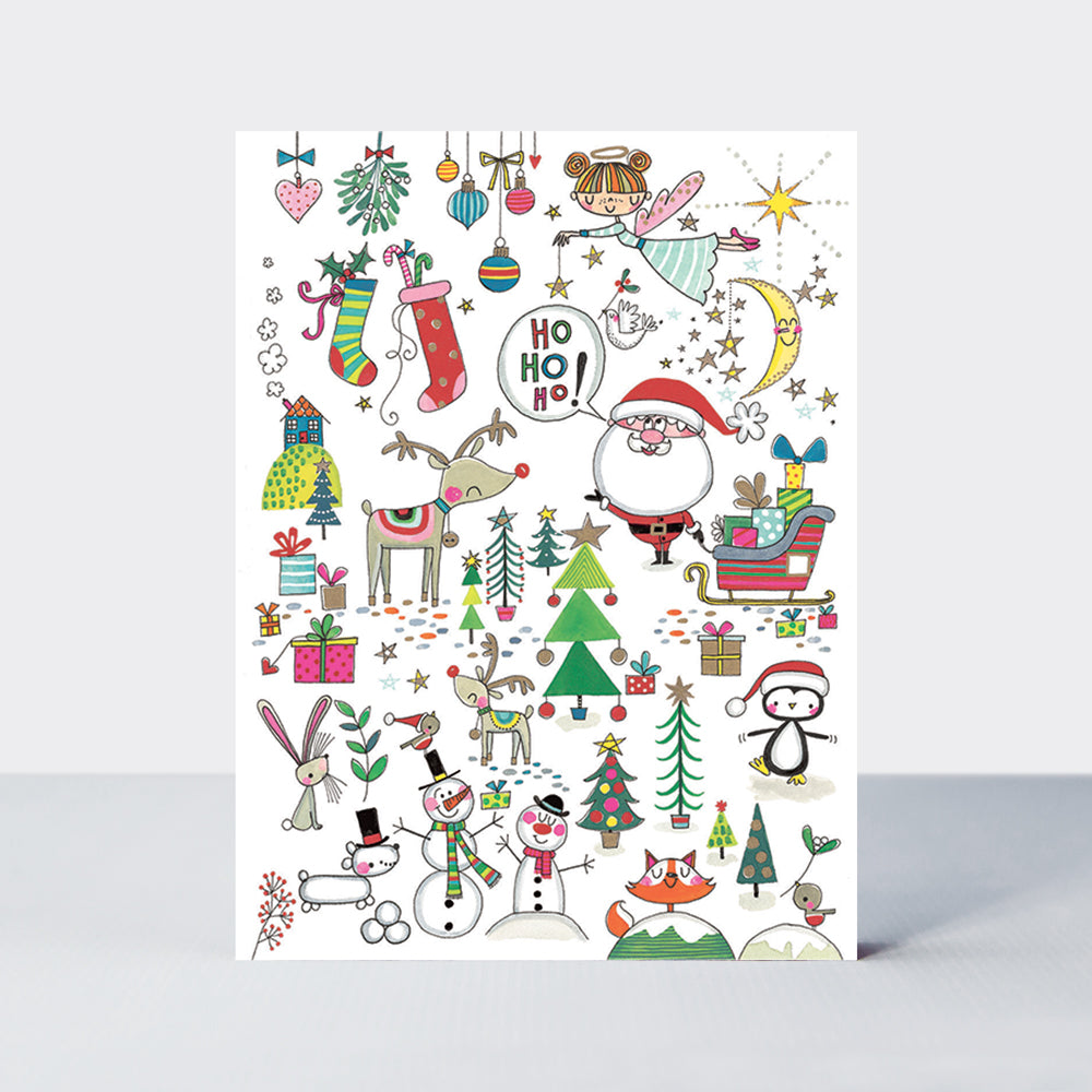 Mini Christmas Cards - Box Set of 20 - Colourful Santa & Snowman Designs