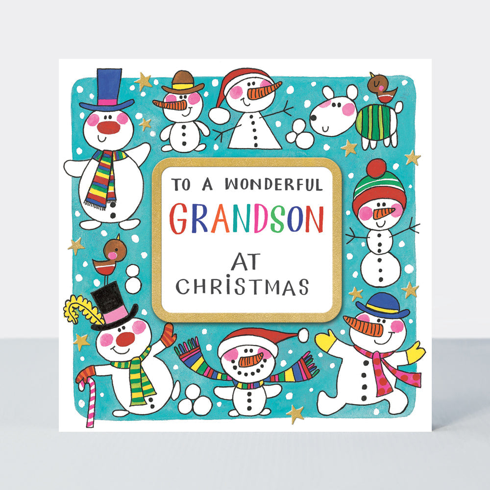 Christmas Card - Wonderful Grandson - Snowmen