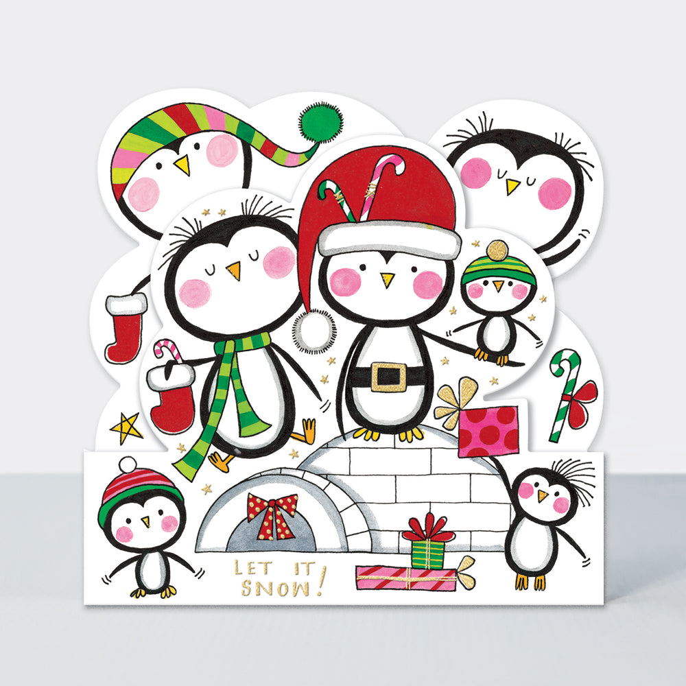 Christmas Card Side by Side - Let It Snow! Penguins