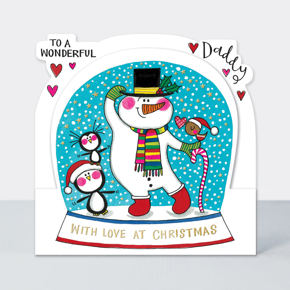 Christmas Card Side by Side - Wonderful Daddy/Snowman Snow Globe