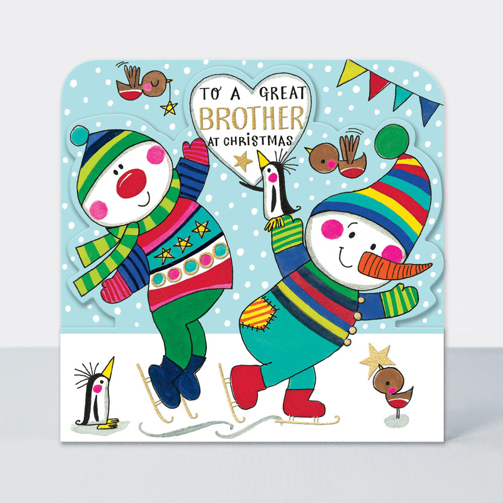Christmas Card Side by Side - Great Brother/Snowmen