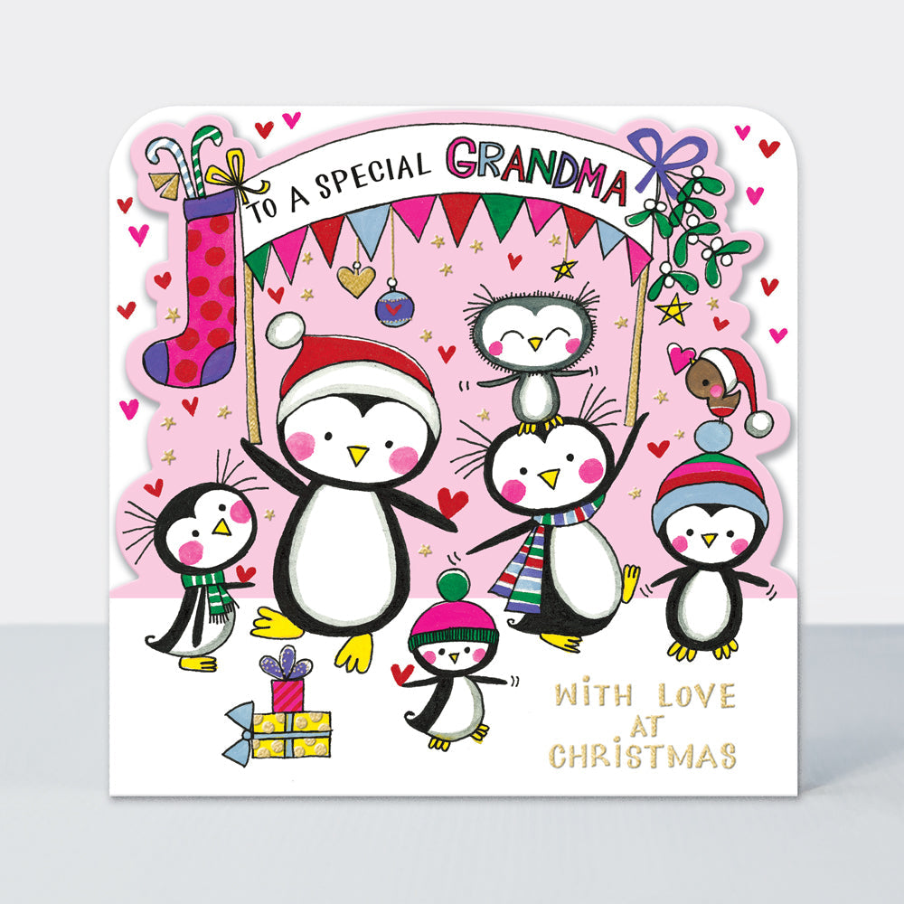 Christmas Card Side by Side - Special Grandma/Penguins
