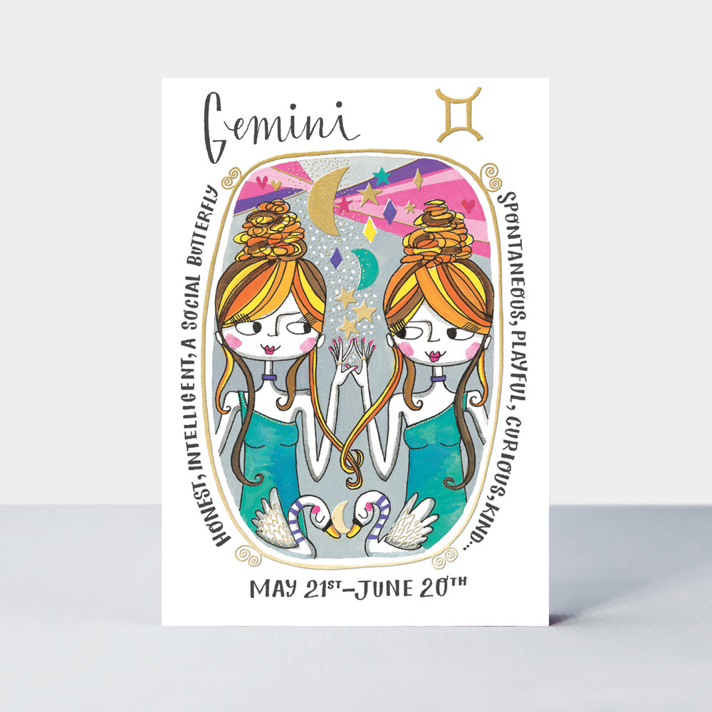 Gemini Birthday Card - Zodiac (May 21 - June 20)
