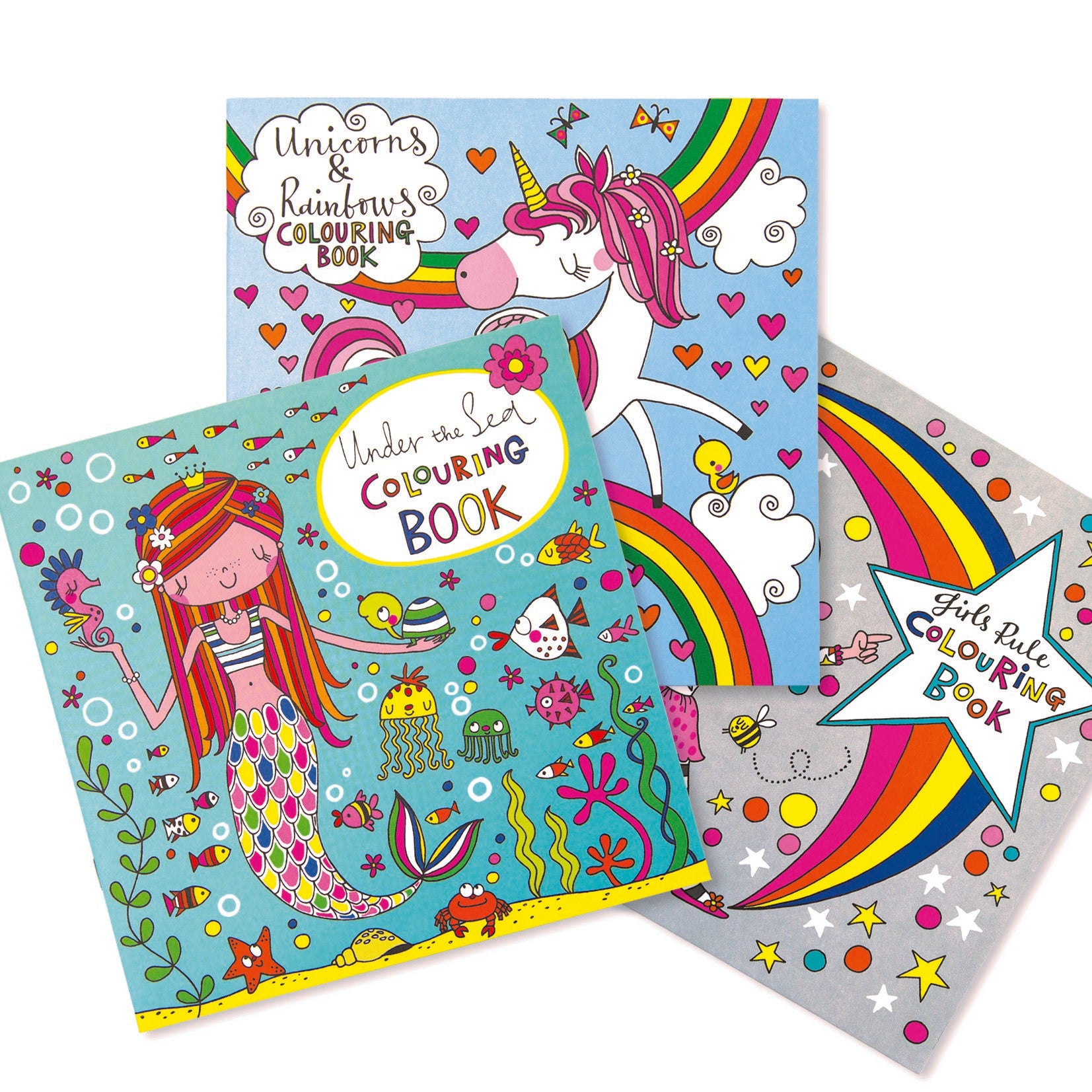 Mermaids, Unicorns & Girls Rule Colouring Book Set of 3