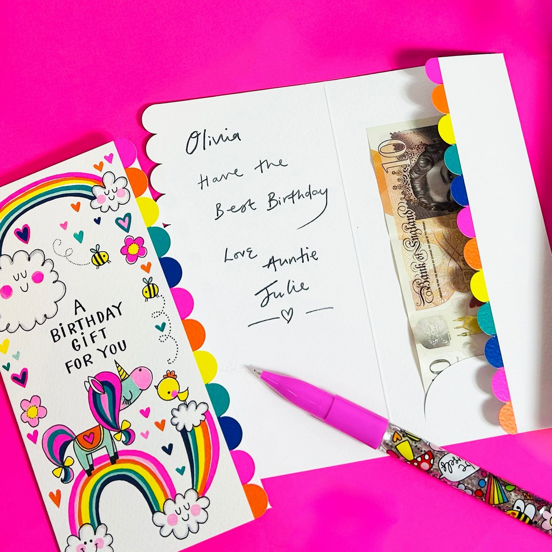 Money Wallet Card - A Birthday Gift For You/Unicorn & Rainbows