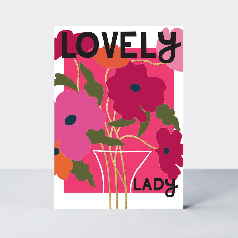Belle - Lovely Lady Pink Poppies - Greetings Card