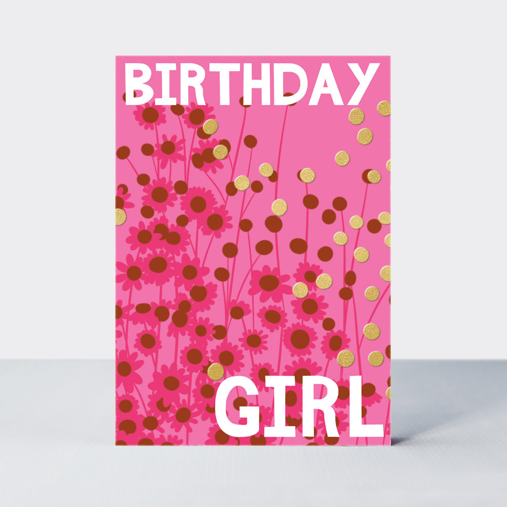 Belle - Birthday Girl Pink Daisies  - Birthday Card