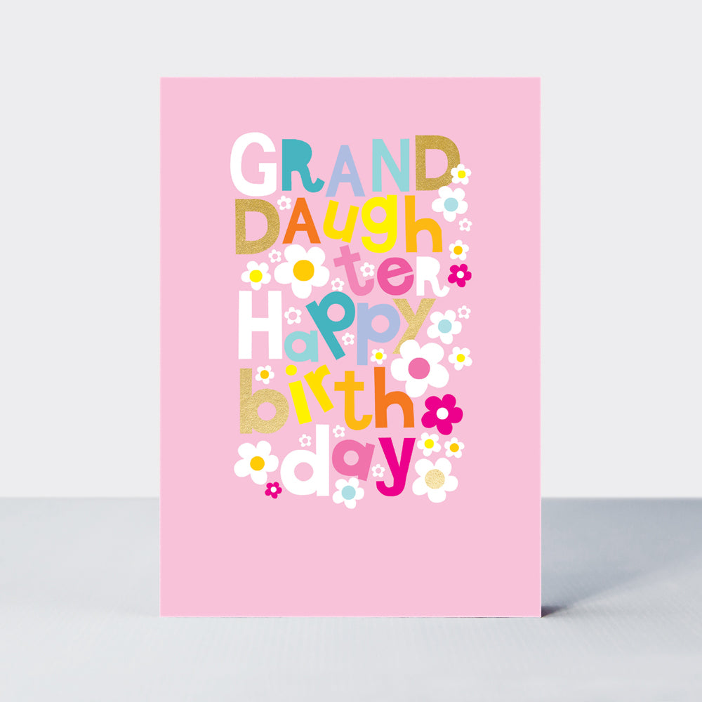 Checkmate - Granddaughter Birthday Pink Floral Words - Birthday Card