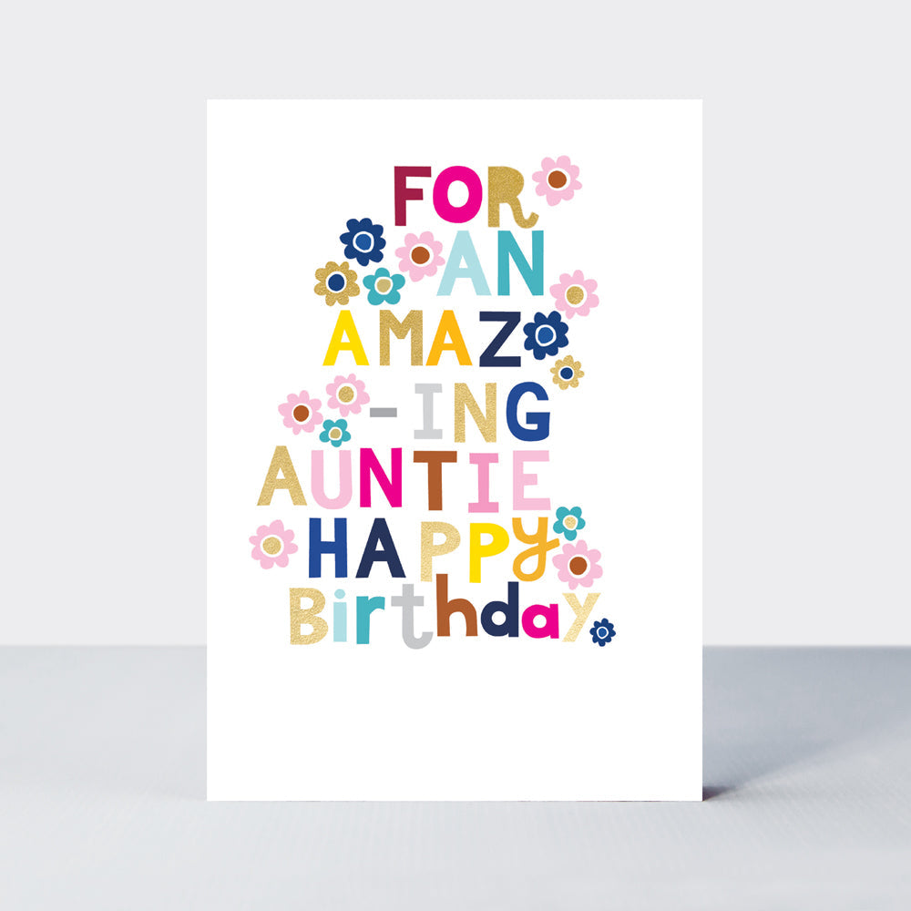 Checkmate - Auntie Birthday Floral Words - Birthday Card