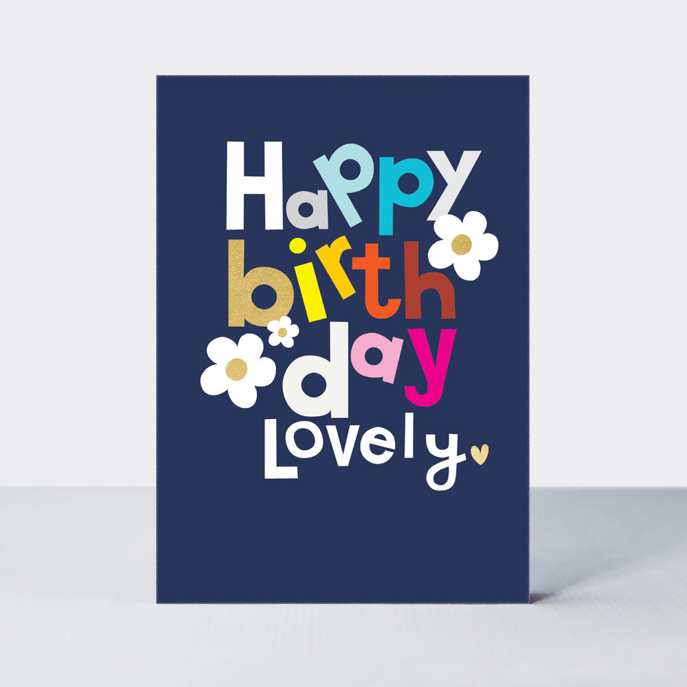 Checkmate - Happy Birthday Lovely Navy Floral - Birthday Card