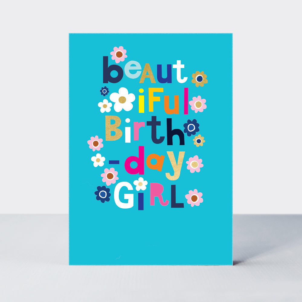 Checkmate - Beautiful Birthday Girl Floral Blue - Birthday Card