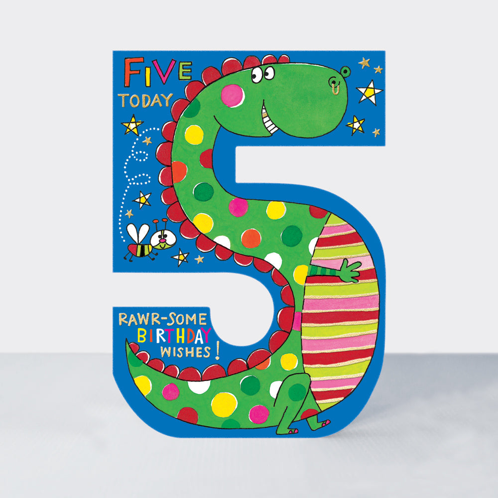 Cookie Cutters Age 5 Dinosaur Birthday Card Rachel Ellen Designs