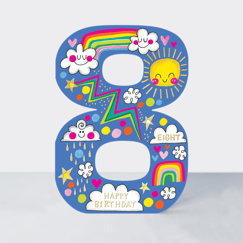 Cookie Cutters - Age 8 Suns, Clouds & Rainbows - Birthday Card