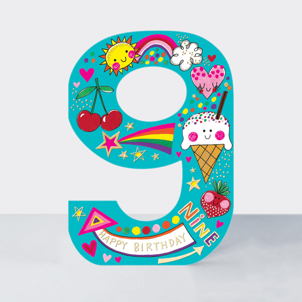 Cookie Cutters - Age 9 Ice Cream & Cherries - Birthday Card