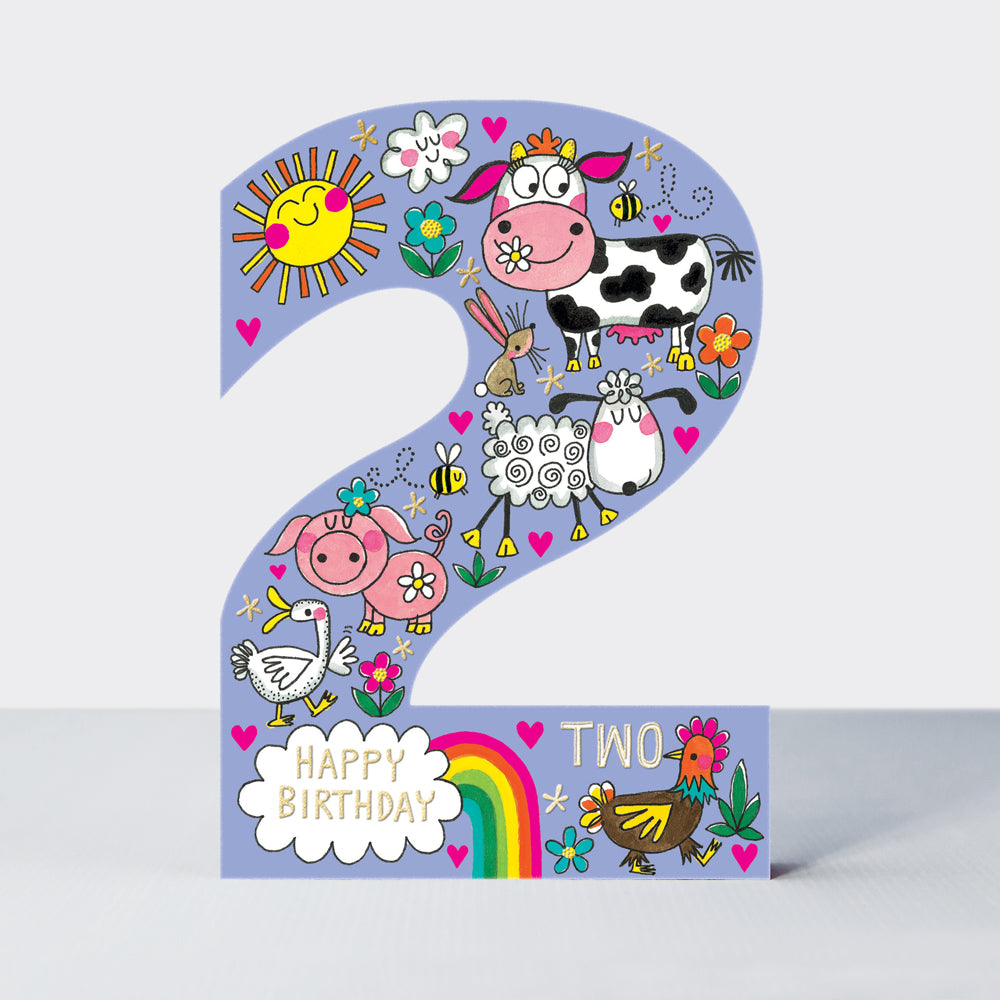 Cookie Cutters - Age 2 Farm Yard  - Birthday Card