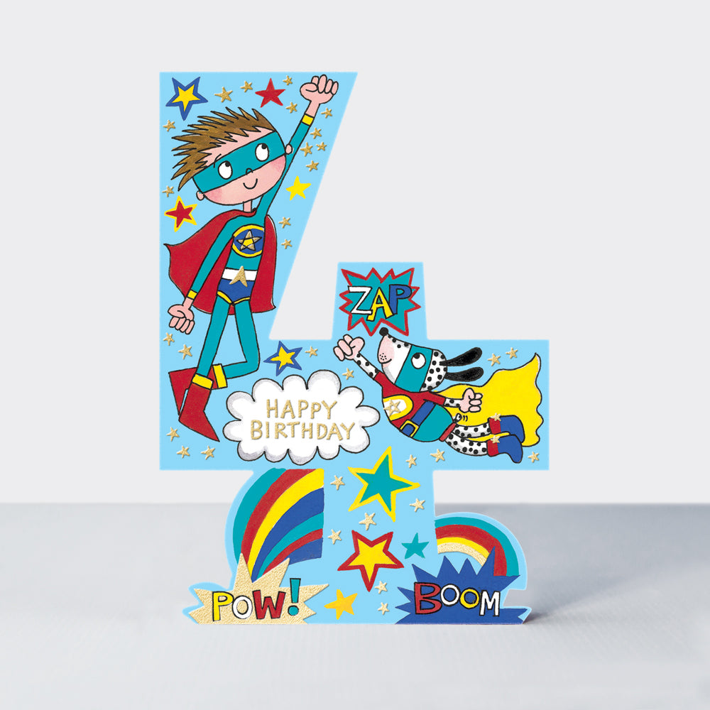 Cookie Cutters - Age 4 Super Hero - Birthday Card