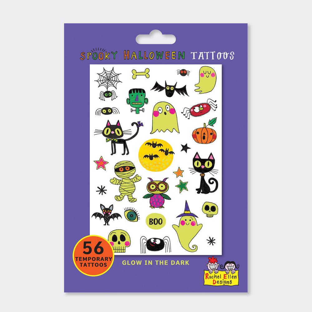 Children's Halloween Glow In The Dark temporary tattoos pack