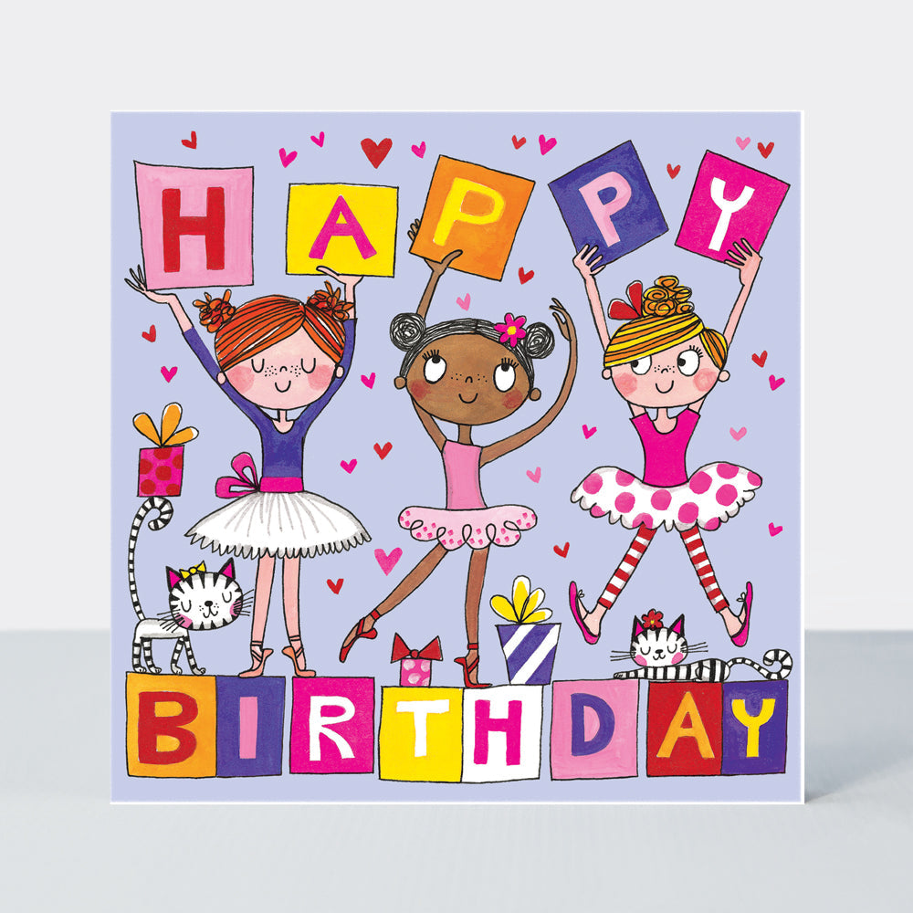 Jigsaw card - Happy Birthday - Ballerinas &amp; Cats  - Birthday Card
