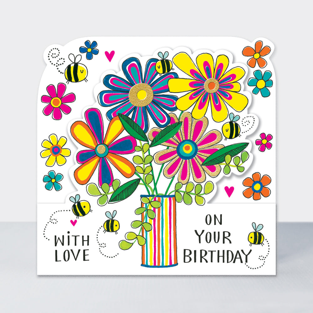 Side by Side - With Love On Your Birthday Flowers - Birthday Card