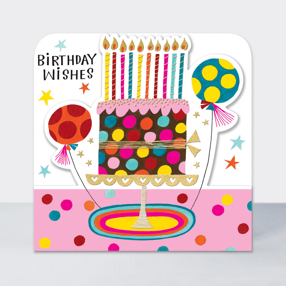 Side by Side - Birthday Wishes Cake & Balloons - Birthday Card