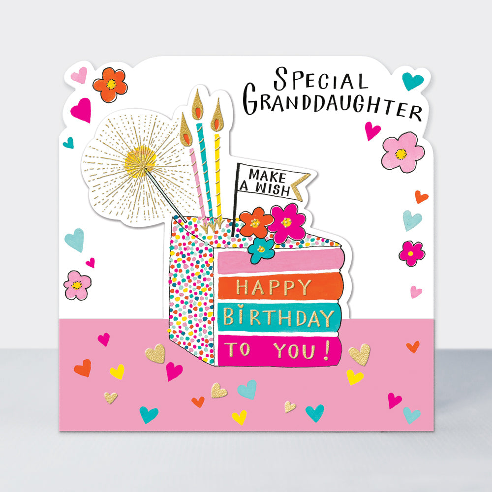 Side by Side - Special Granddaughter Birthday Cake Sparkler  - Birthday Card
