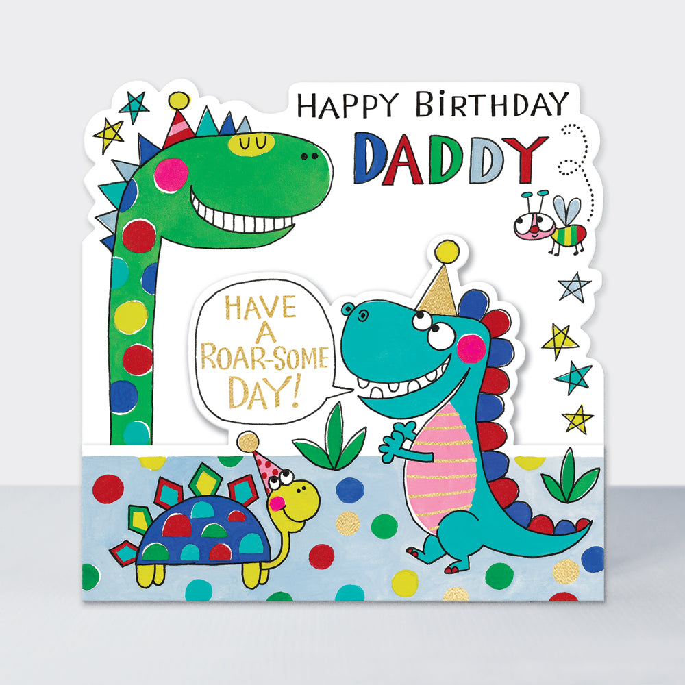 Side by Side - Happy Birthday Daddy Party Dinosaurs - Birthday Card