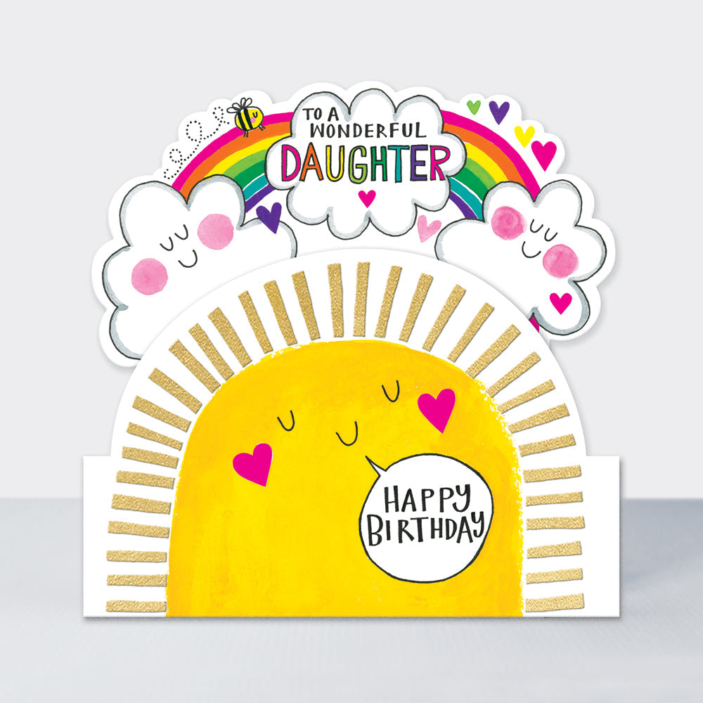 Side by Side - Wonderful Daughter H Birthday Sunshine Rainbows  - Birthday Card