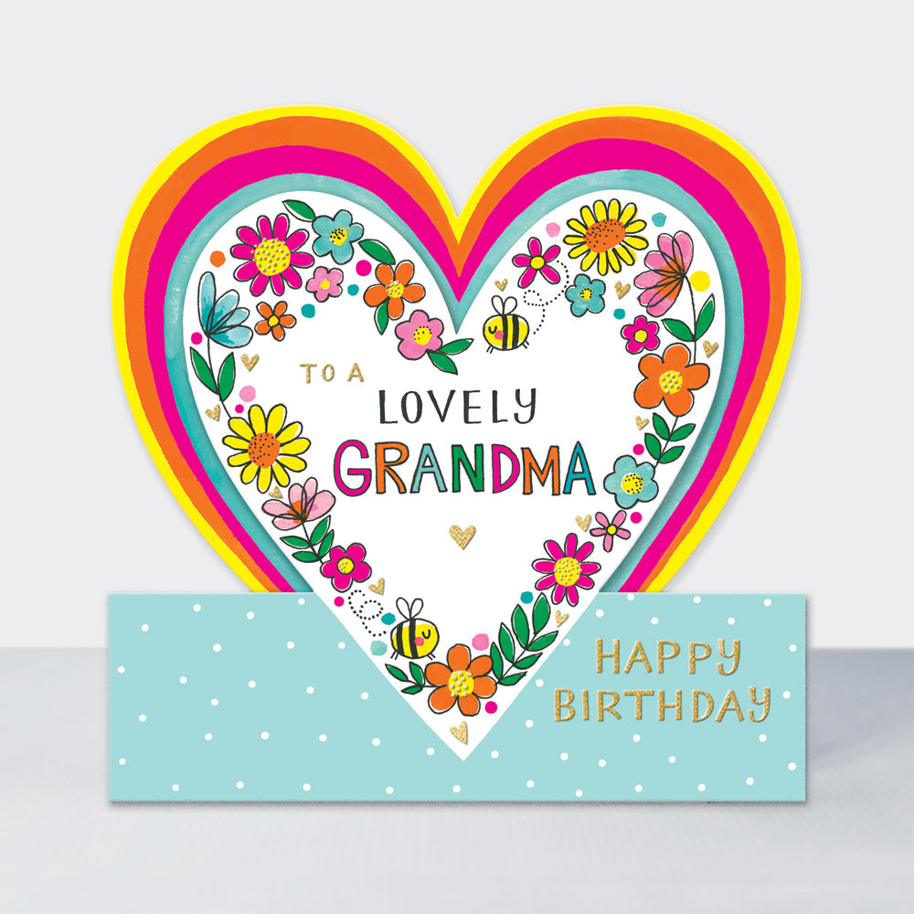 Side by Side - Lovely Grandma Happy Birthday Love Hearts - Birthday Card