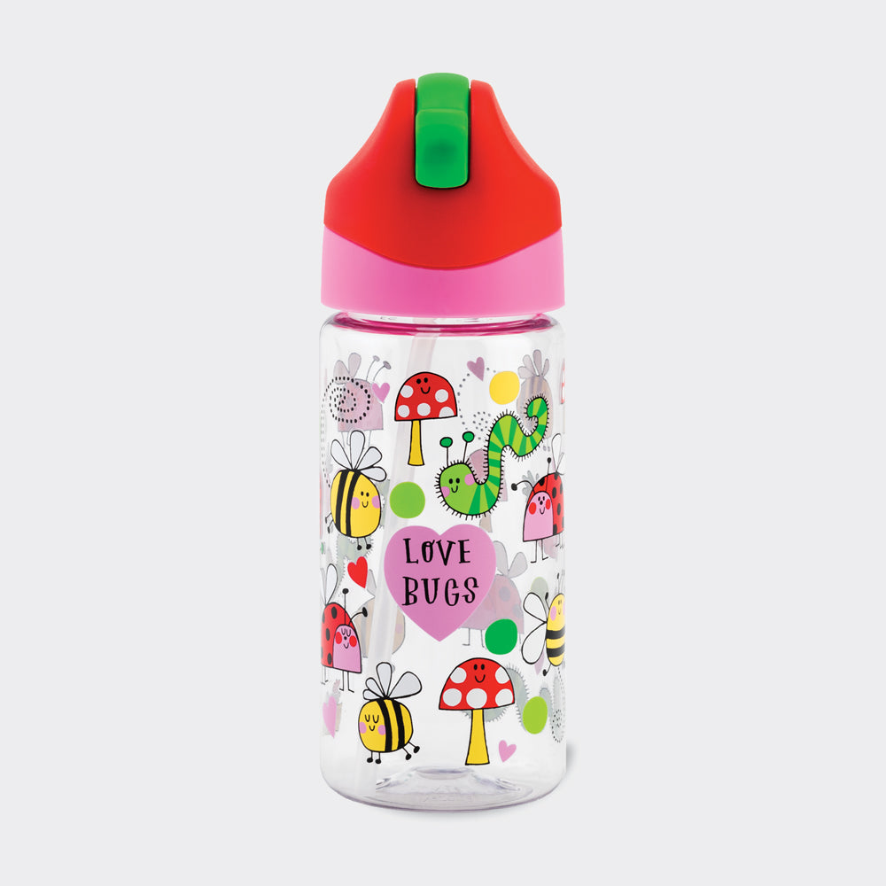 Children's Water Bottle With Straw - Love Bugs