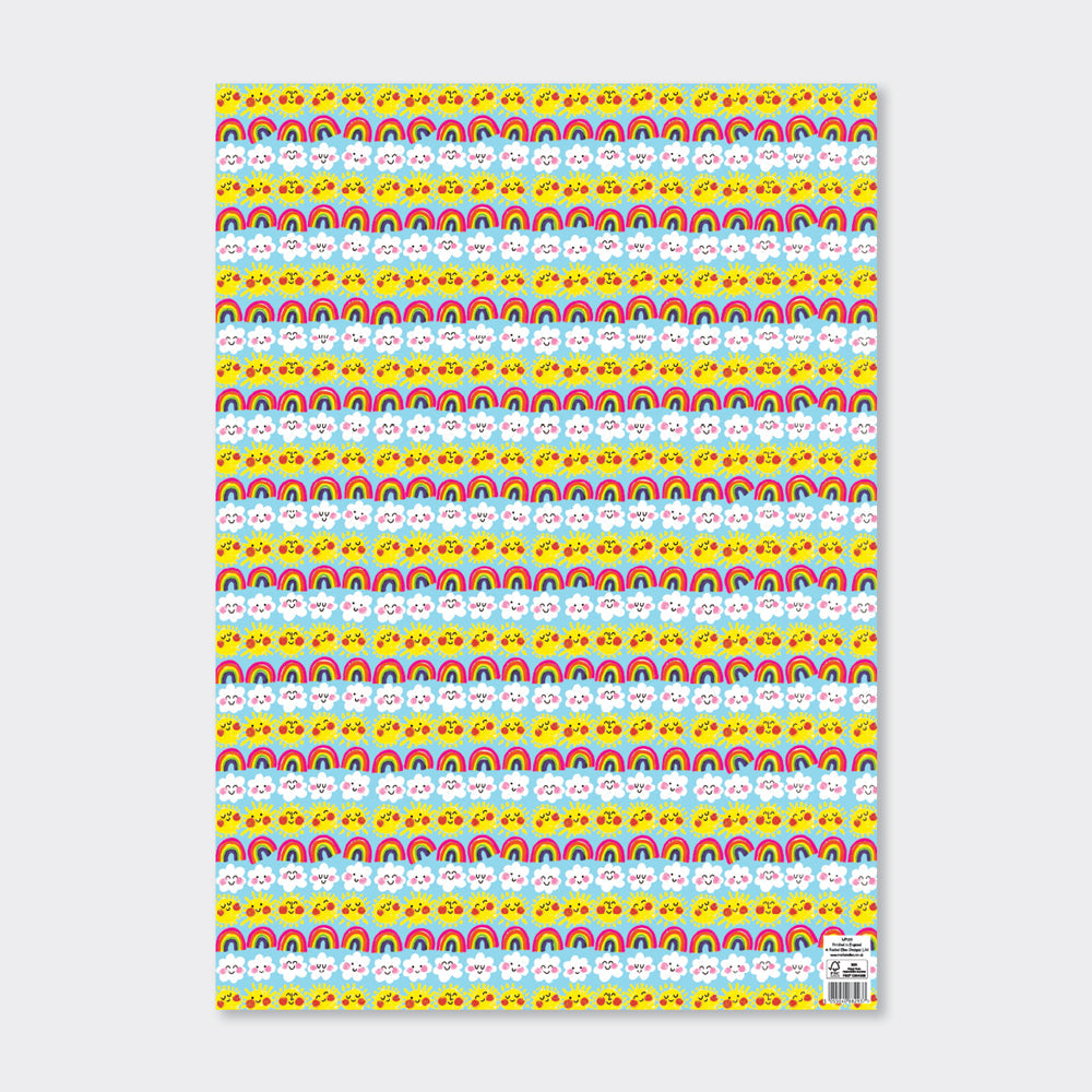 Gift Wrap Sheet  - Suns, Clouds & Rainbows