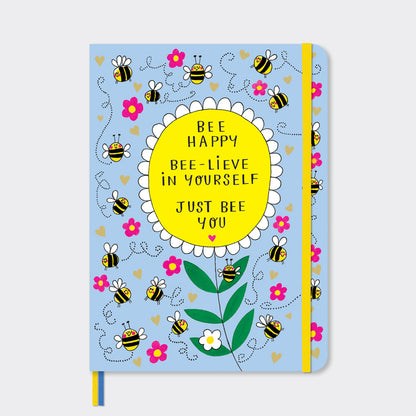 A5 Notebook - Bee Happy | Bees &amp; Sunflower Design
