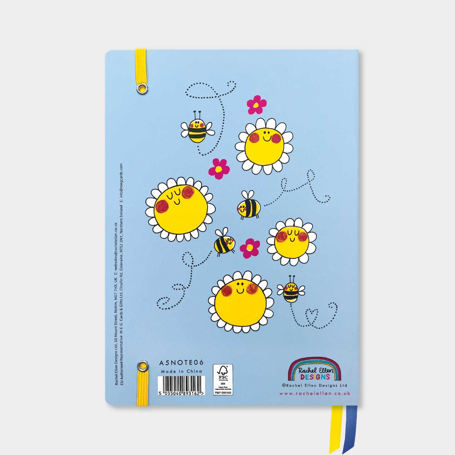 A5 Notebook - Bee Happy | Bees &amp; Sunflower Design