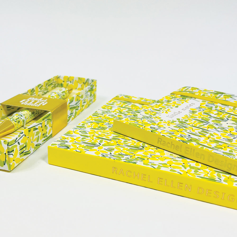 A6 Perfect Bound Notebook - Yellow Floral/Little Notes