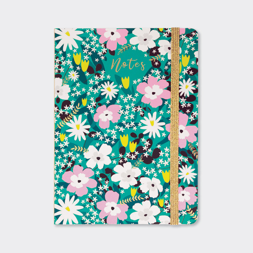 A6 Perfect Bound Notebook - Teal Floral/Notes
