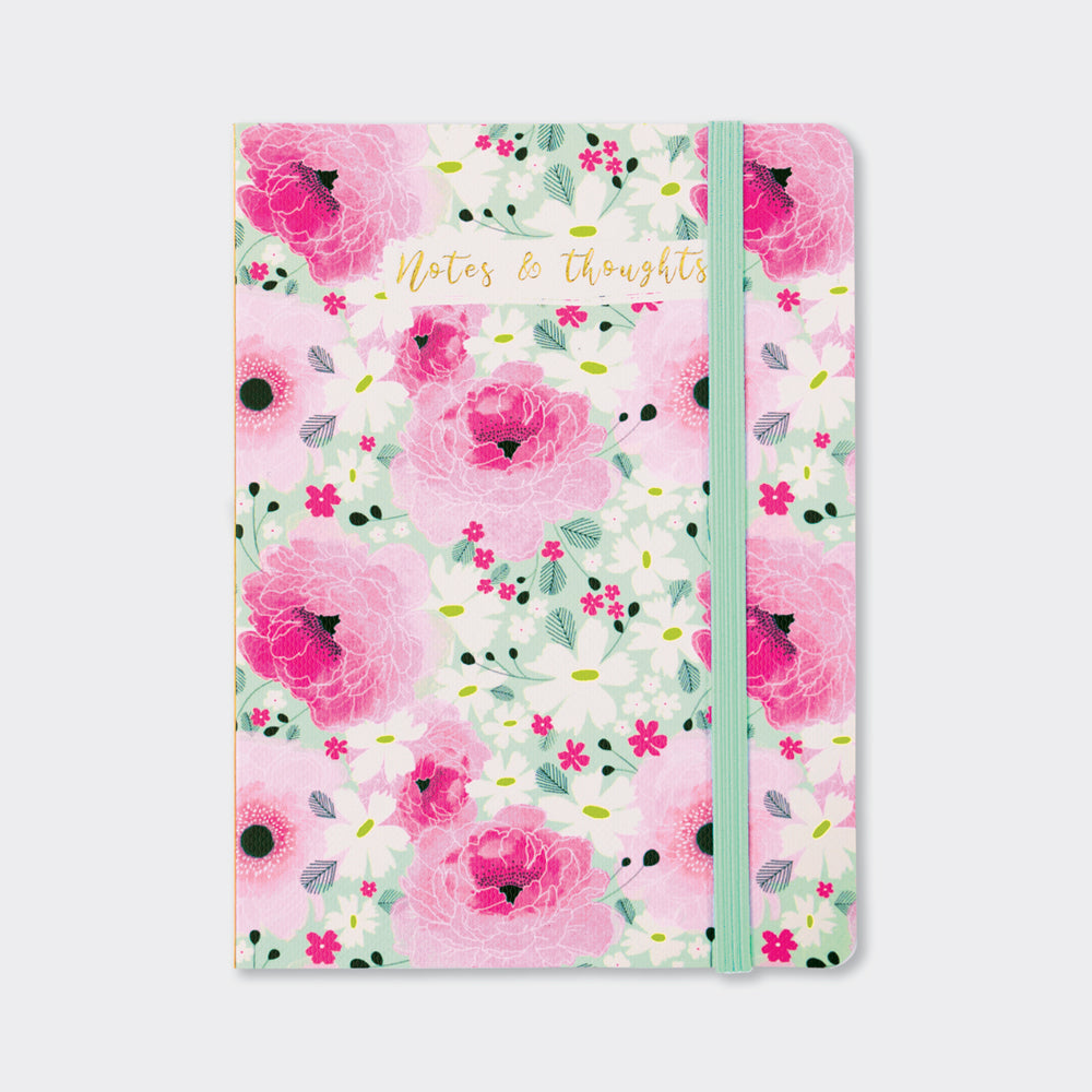 A6 Perfect Bound Notebook - Pink Floral/Notes &amp; Thoughts