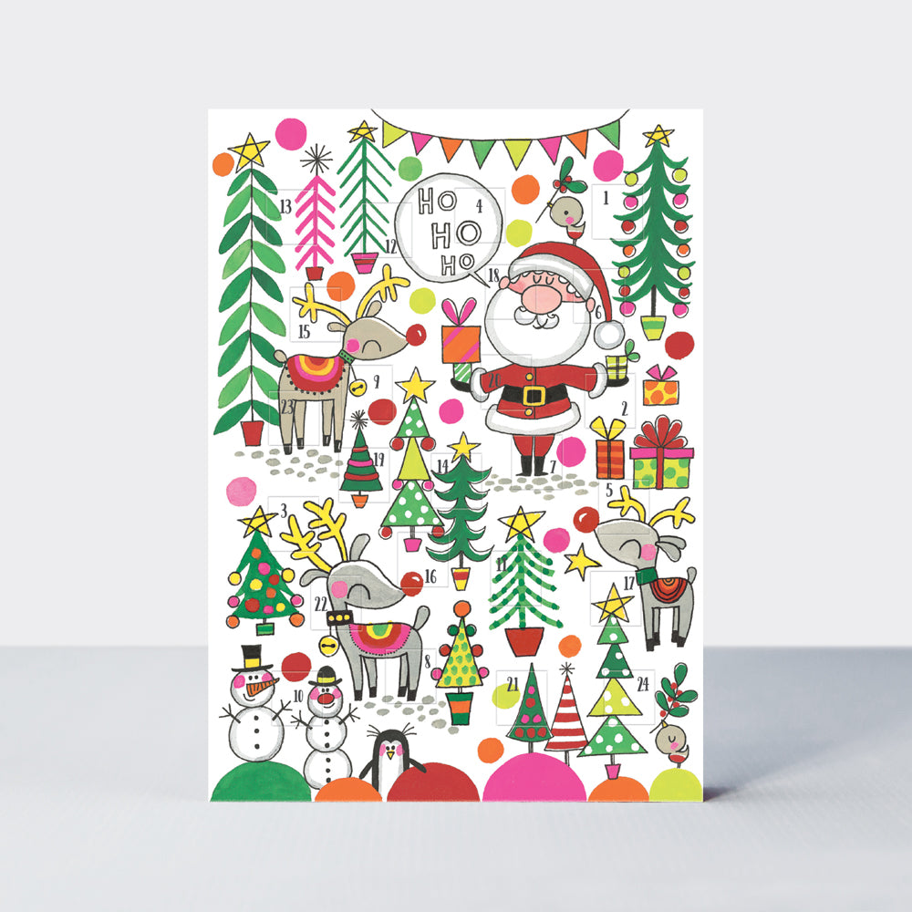 Advent Calendar Card - Santa, Reindeer & Trees