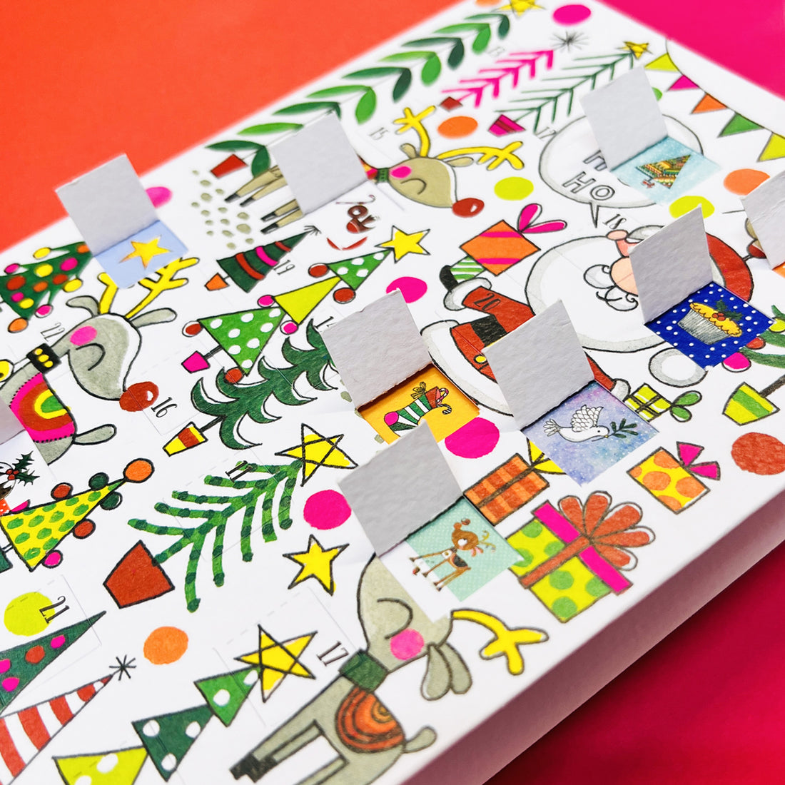 Advent Calendar Card - Santa, Reindeer & Trees