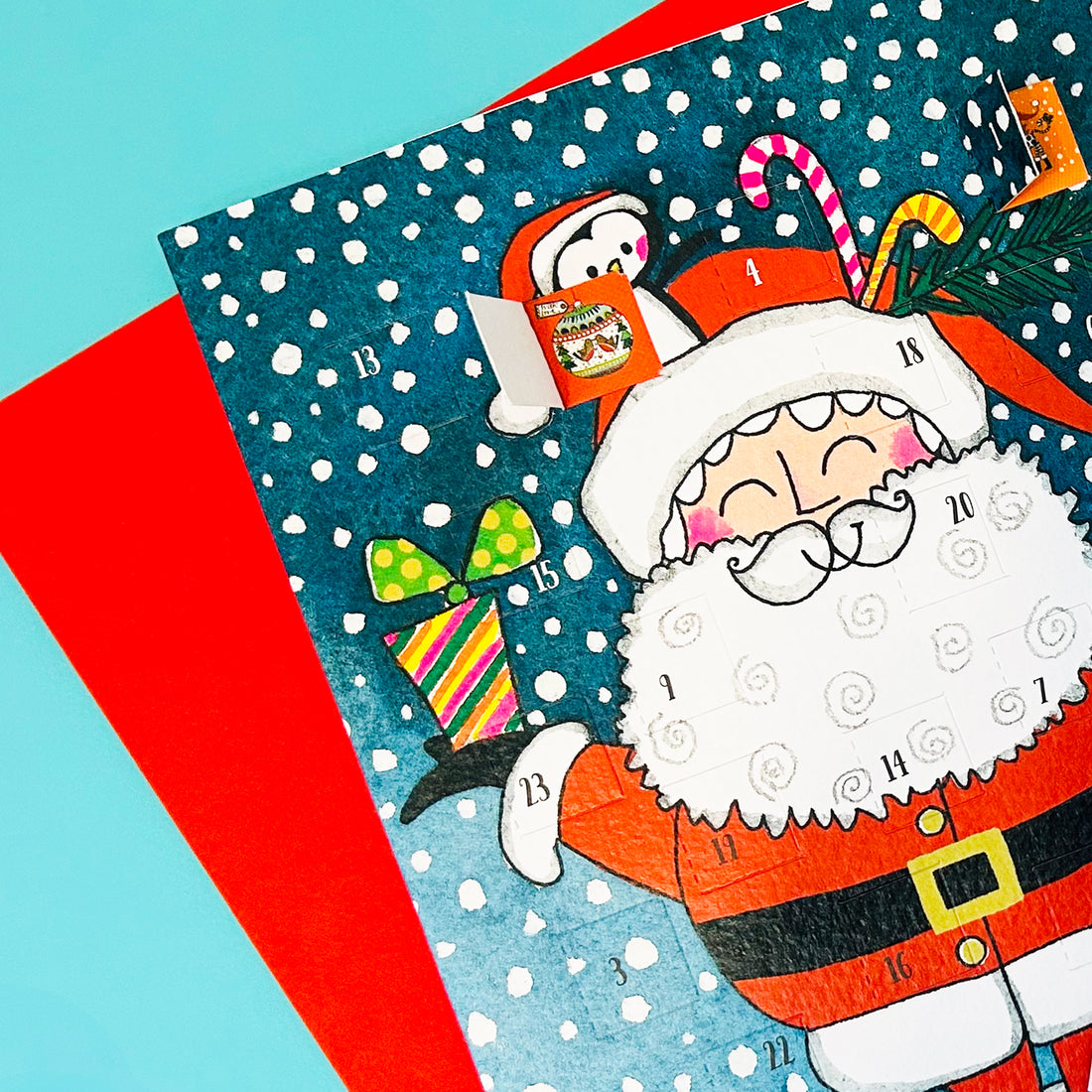 Advent Calendar Card - Santa &amp; Penguins
