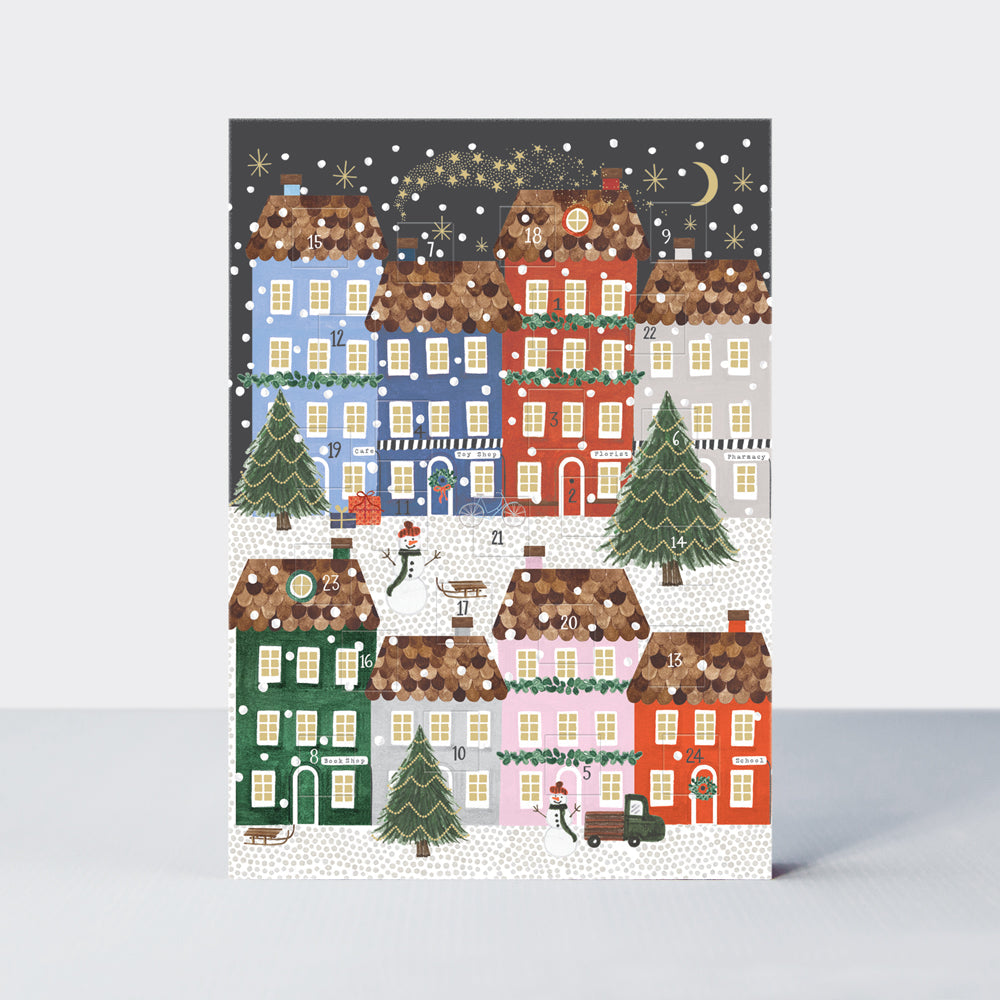 Advent Calendar Card - Snowy Christmas Village