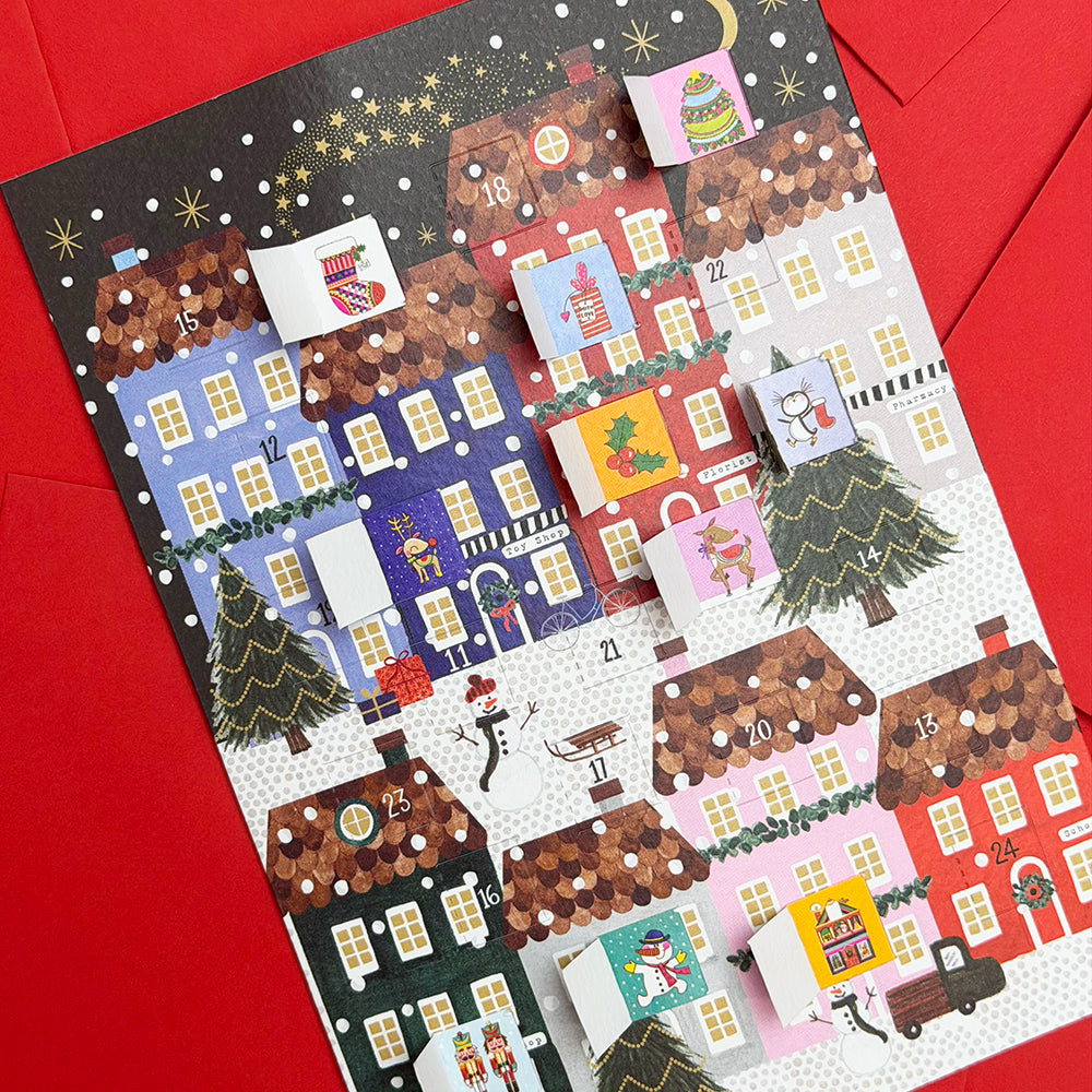 Advent Calendar Card - Snowy Christmas Village