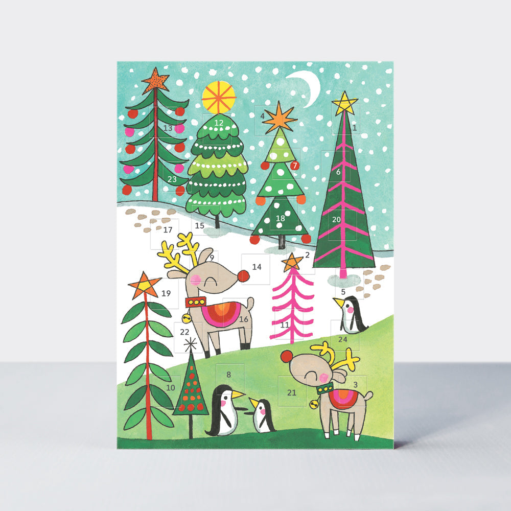 Advent Calendar Card - Christmas Tree/Reindeer/Penguins