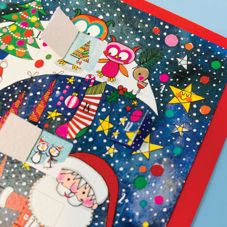 Advent Calendar Card - Santa & Rudolph On Moon