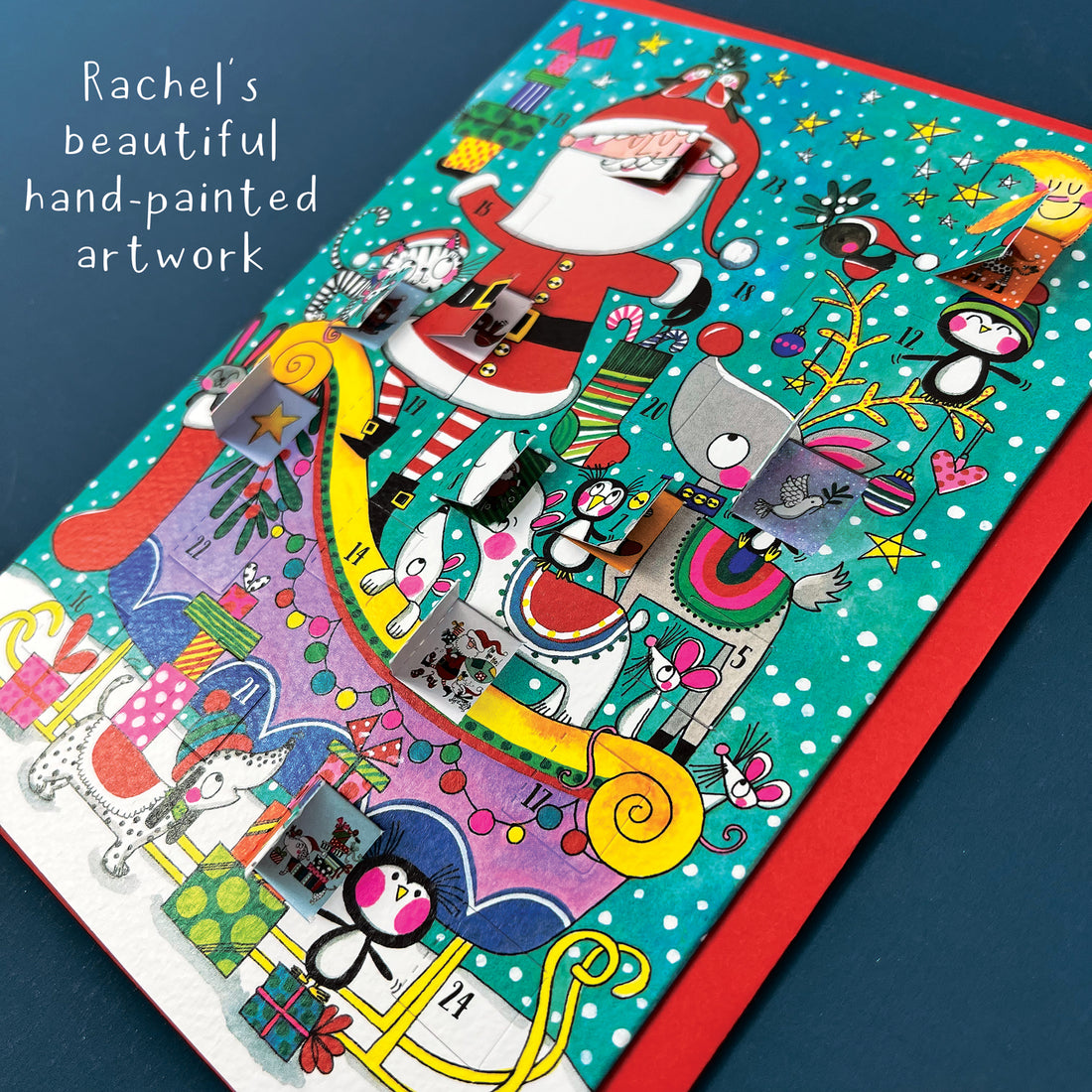 Advent Calendar Card - Santa On Sleigh With Animals